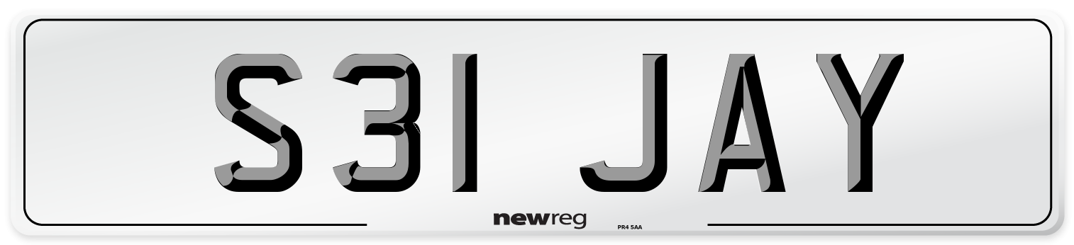 S31 JAY Number Plate from New Reg